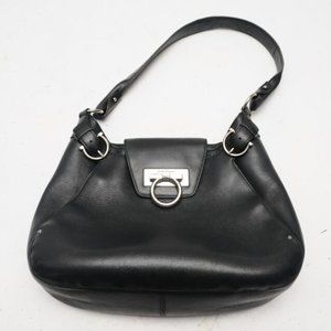Salvatore Ferragamo Gancini Shoulder Bag Women's Leather Shoulder Bag Black